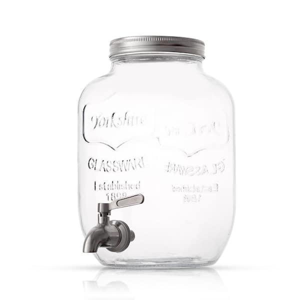 Joyful 1 gal. Clear Glass Drink Dispenser with Spigot Ice and Fruit Infuser
