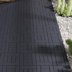 12 in. x 12 in. Dark Gray Outdoor Modular Interlocking Deck Tile Floor Tile, DIY, 44-Pieces