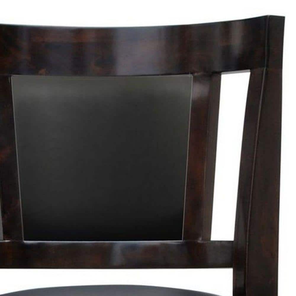 Elegant Dark Brown Swivel Counter Stool with Cushioned Leather Seat