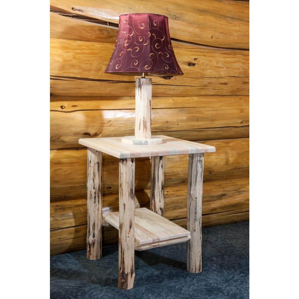 Rustic Lodgepole Pine Solid Wood Nightstand - Natural Finish