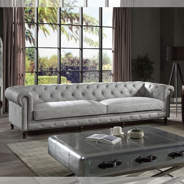 Acme Furniture Ofer 41 in. Rolled Arm Leather Rectangle Sofa in 