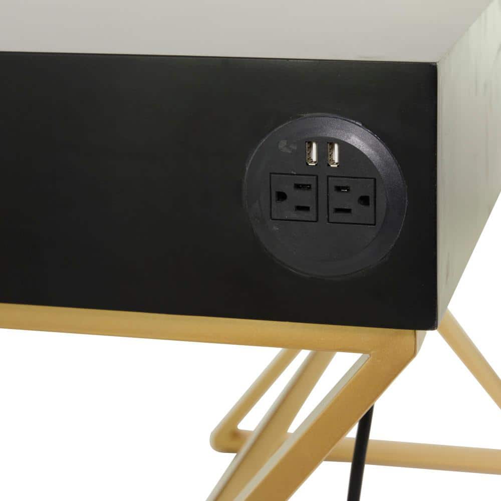 47" Black and Iron Modern Desk with Storage