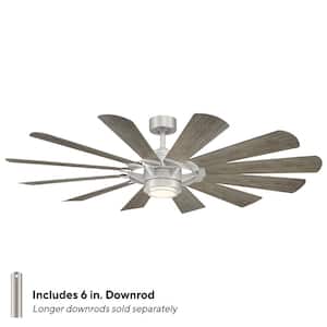 Wyndmill 65 in. Smart Indoor/Outdoor 12-Blade Ceiling Fan Steel Weathered Wood with 3000K LED and Remote Control