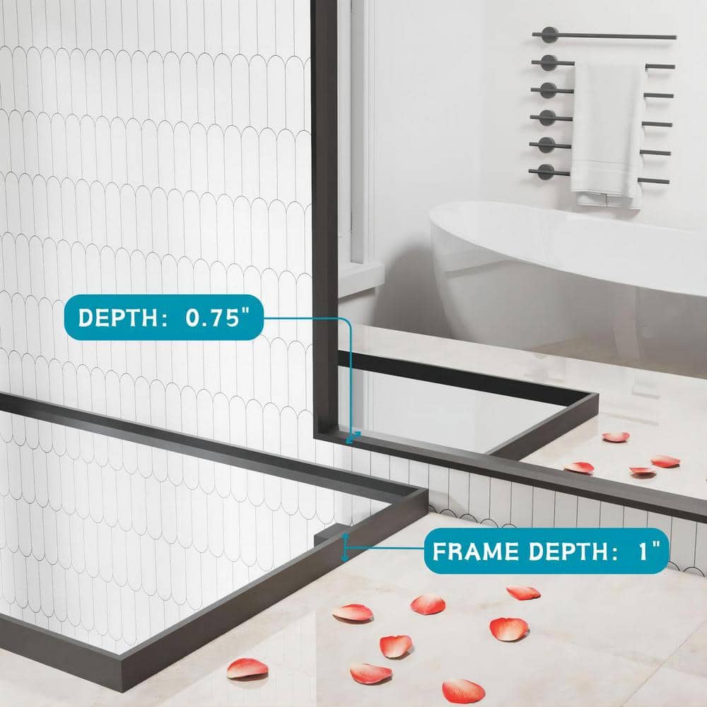 Large Black Aluminum Framed Rectangular Wall Mirror, 60" x 36"