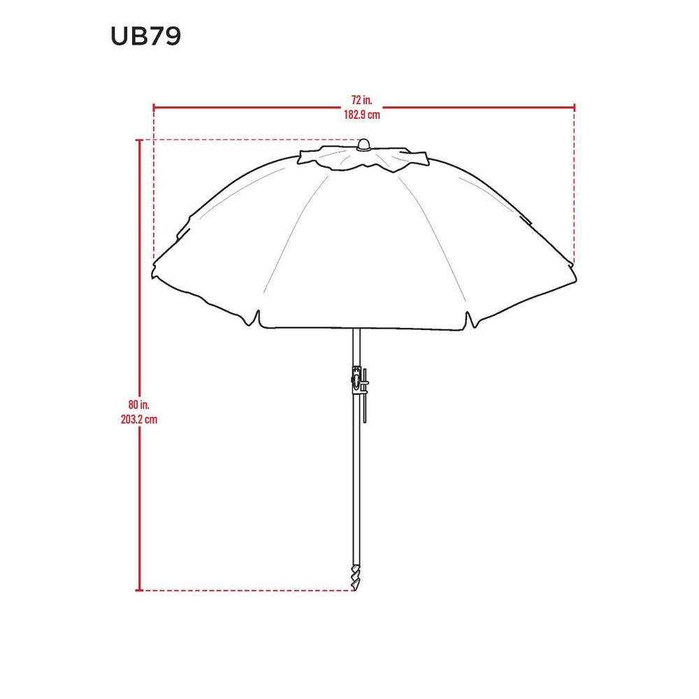 6 ft. Multicolor Beach Umbrella with White Steel Frame