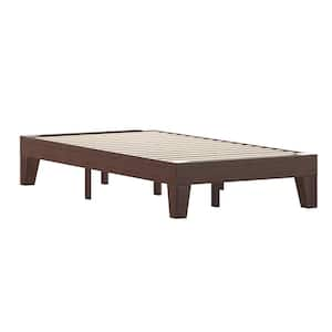 Brown Wood Frame Twin Platform Bed