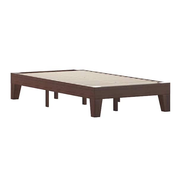 TAYLOR + LOGAN Brown Wood Frame Twin Platform Bed