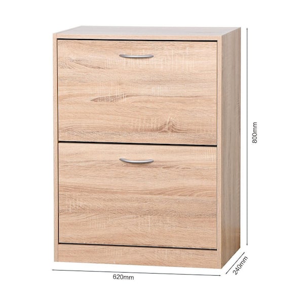 2 compartment oak 2025 look shoe cabinet