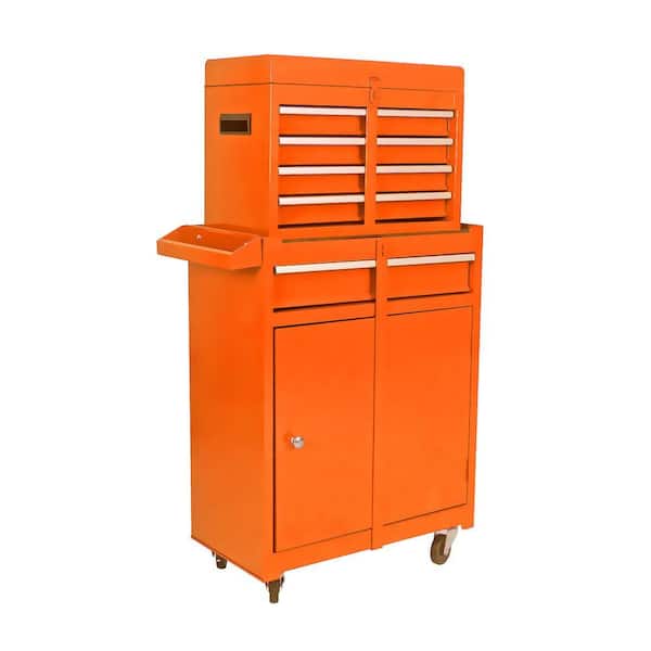23 in. W x 11 in. D x 40 in. H Orange Metal Outdoor Storage Cabinet, Detachable 5-Drawer Tool Chest, Bottom Tool Cabinet