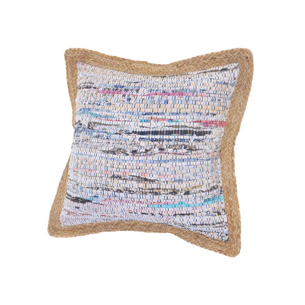 Pastel Multicolor Cotton Blend Square Throw Pillows, Set of 2