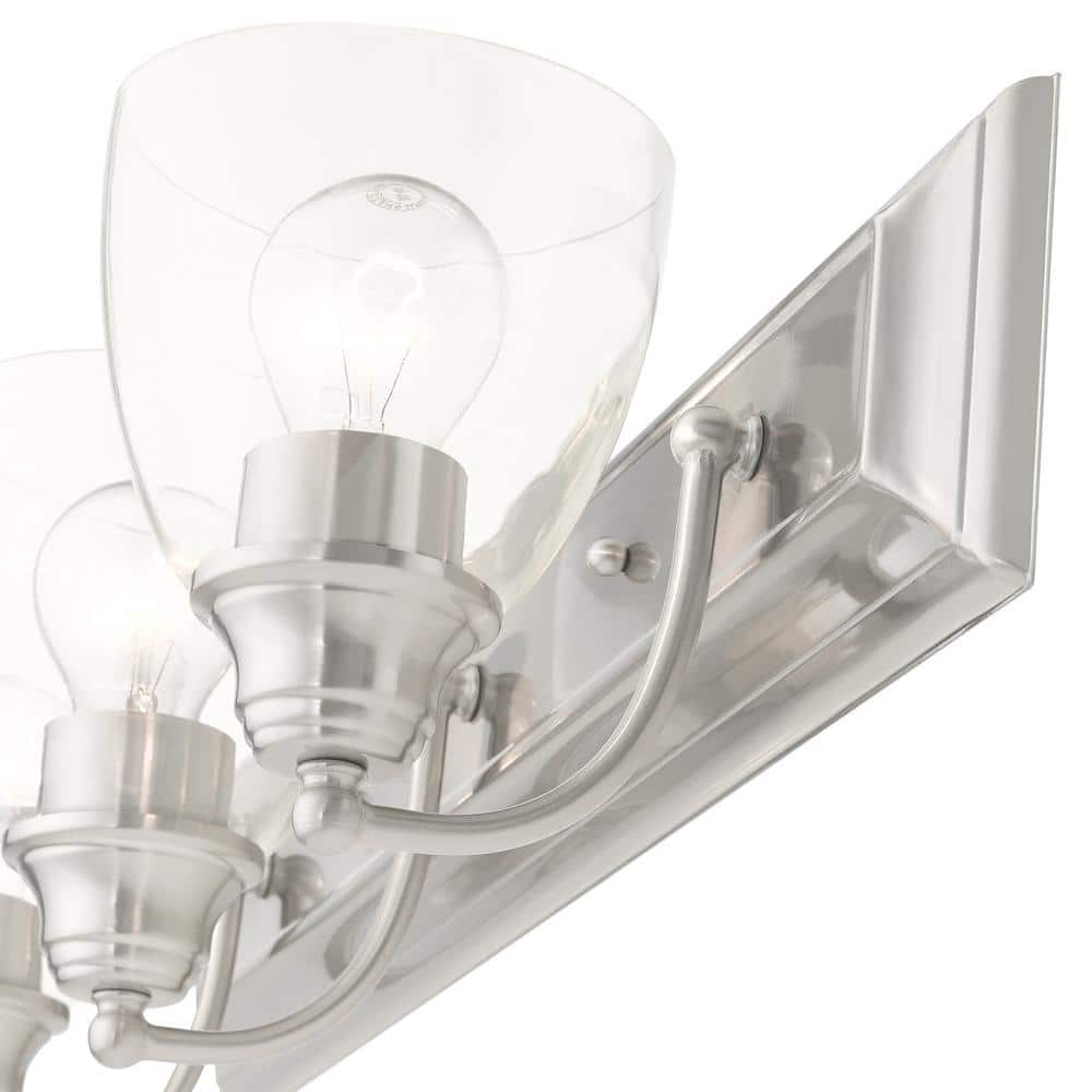 Brushed Nickel 5-Light Bathroom Vanity with Clear Glass Shades