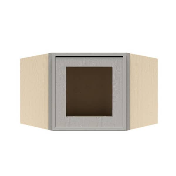 Slim Shaker Assembled 24 in. W x 18 in. H x 12 in. D Wall Diagonal Corner Kitchen Cabinet in Gray