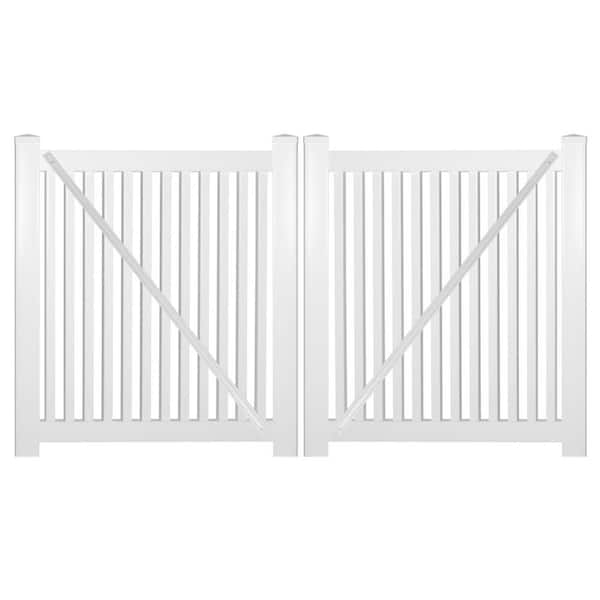 Weatherables Williamsport 8 ft. W x 4 ft. H White Vinyl Pool Fence Double Gate
