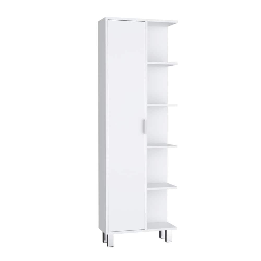 20.90 in. W x 8.20 in. D x 62.90 in. H White Engineered Wood Freestanding Linen Cabinet w/ 1-Door and 9-Shelves in White price history on PriceWatchPro