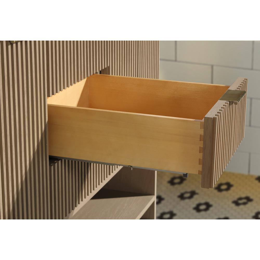 San Diego 55" Oak Gray Double Sink Vanity with Quartz Top