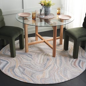 Abstract Gray/Brown 6 ft. x 6 ft. Abstract Gray/Brown Eclectic Round Area Rug