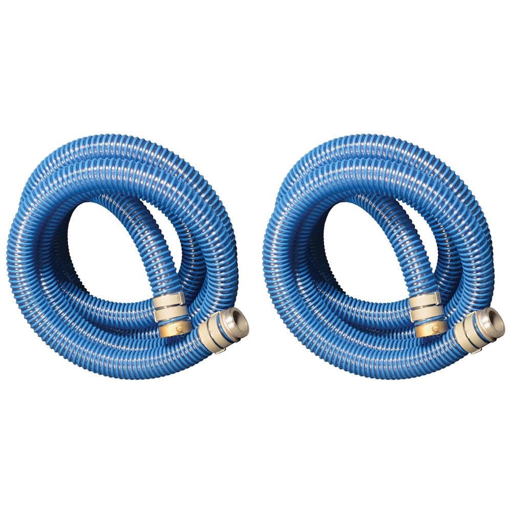 Blue 2-Inch Diameter 20-Foot PVC Flexible Pool Hose with Aluminum Couplings, 2 Pack