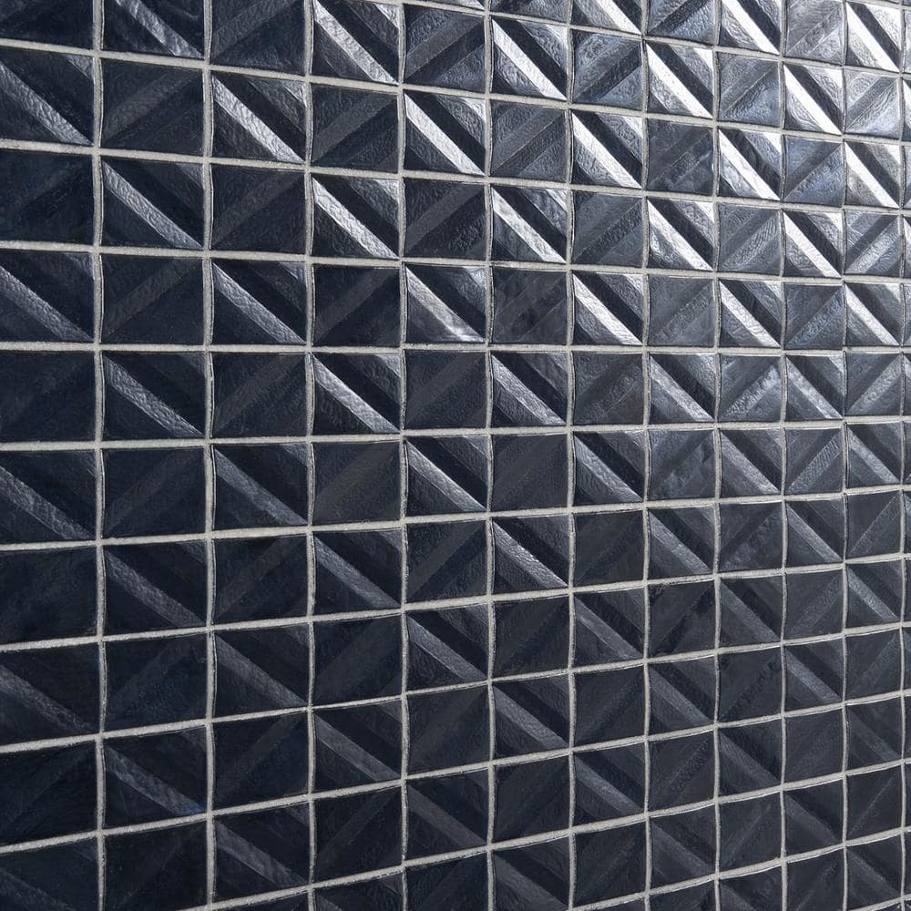 Osiris Polished Blue Diamond Glass Mosaic Wall Tile