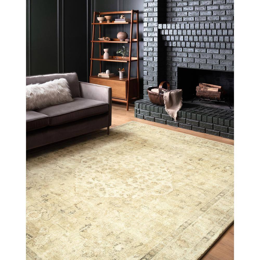 Ivory Rectangular Stain-Resistant Synthetic Oriental Rug