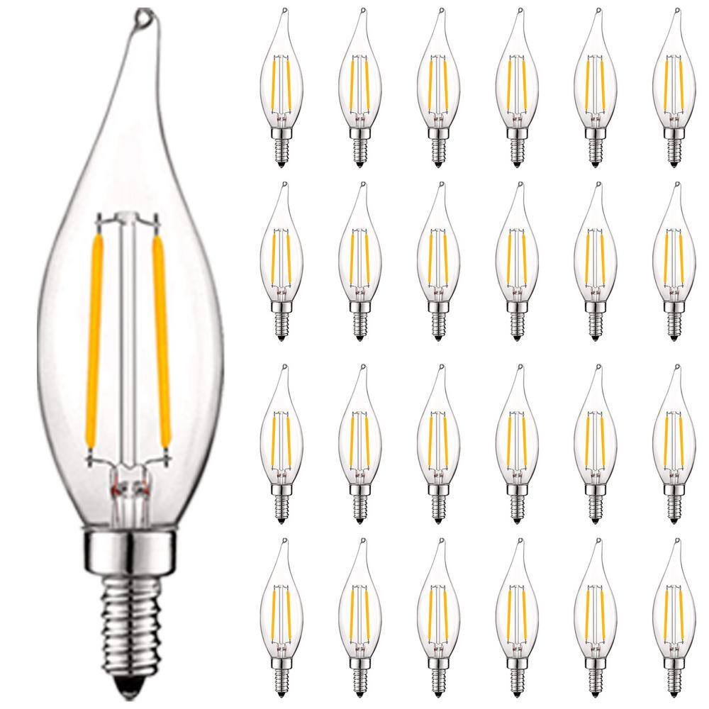 Dimmable Warm White LED Candelabra Light Bulbs, 24-Pack