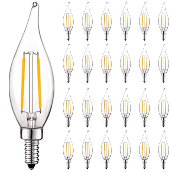 LUXRITE 40-Watt Equivalent CA11 Dimmable Edison LED Light Bulbs UL Listed 3000K Soft White (24-Pack)
