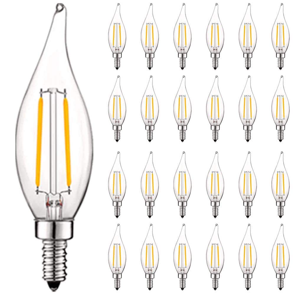 Dimmable Warm White LED Candelabra Light Bulbs, 24-Pack