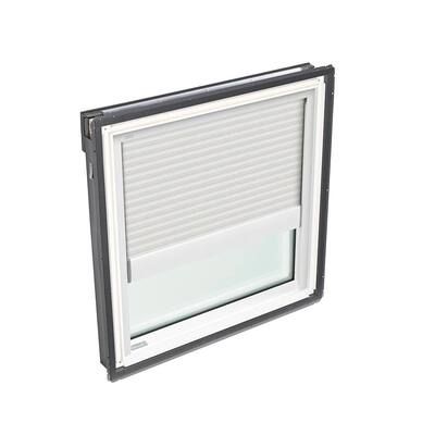 22-1/2 in. x 22-15/16 in. Fixed Deck Mount Skylight with Laminated Low-E3 Glass and White Manual Light Filtering Blind