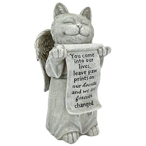10 in. H Paw Prints on Our Hearts Memorial Cat Statue