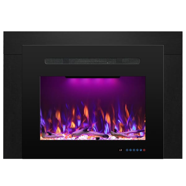 Prismaster ...keeps your home stylish 39.44 in. Electric Fireplace Insert with Trim Kit, 3 Flame and Top Light, 750-Watt/1500-Watt, Crackling, 62- 99°F