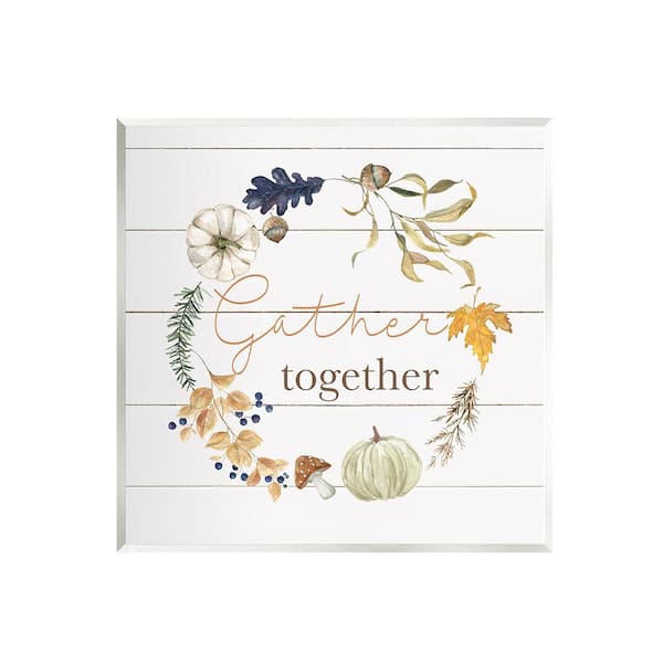 Stupell Industries Gather Together Autumn Wreath by Livi Finn 1-Piece Unframed Graphic Print Nature Poster Art Print 12 in. x 12 in.