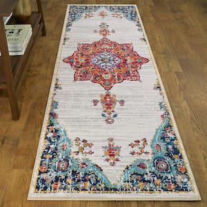 Aurora Multicolored 3 ft. x 7 ft. Medallion Runner Rug