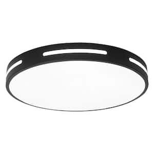 19.7 in. 1-Light Black Simple Circle 3-Tone LED Flush Mount Home Hollow Design Ceiling Lighting