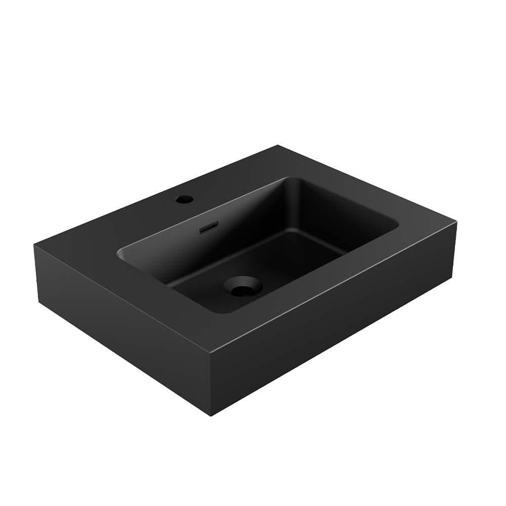 24 in. Vessel Bathroom Sink in Matt Black Integrated Engineered Quartz Basin price history on PriceWatchPro