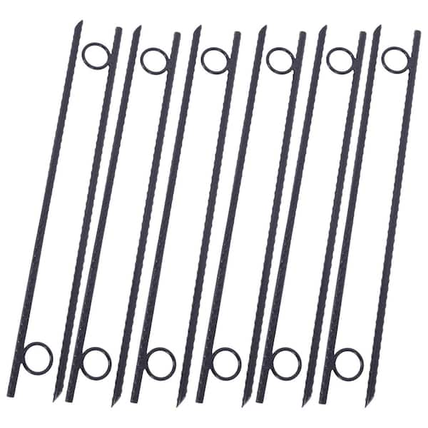 Unbranded Grip Rebar 18 in. Steel Durable Tent Canopy Ground Stakes with Angled Ends and 1 in. Loops for Canopies (12-Pack)