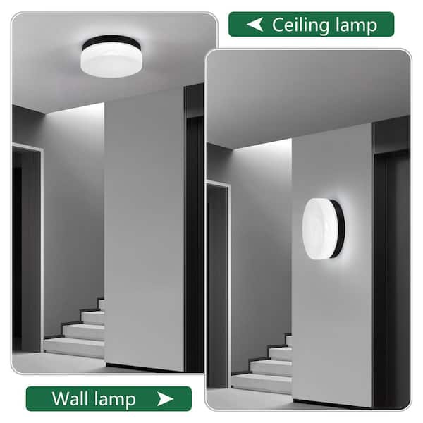 Jushua 12 in. Black LED Flush Mount Ceiling Light Round Low