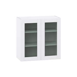 Bright White Shaker Assembled Wall Kitchen Cabinet with Glass Door (30 in. W x 30 in. H x 14 in. D)