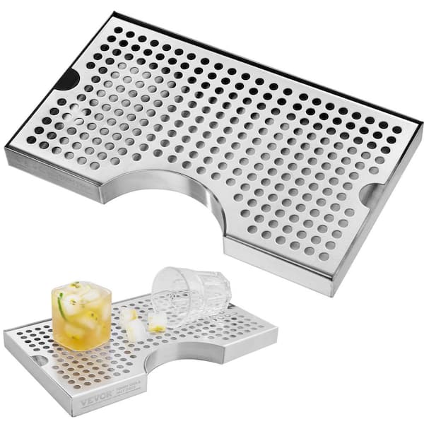 VEVOR Beer Drip Tray Silver 304 Stainless Steel Keg with 4 Non-Slip Rubber Pads and Detachable Cover Heat/Cold Resistant