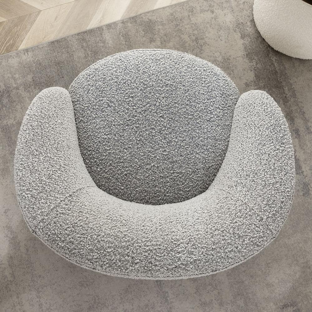 Gray Upholstered Swivel Barrel Accent Chair with Wood Frame