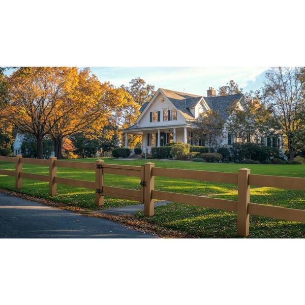 Natures Composites Composite 2-Rail Corner Post with Post Cap for Traditional Ranch Rail System (5 in. x 5 in. x 50 in. L) Timber Brown