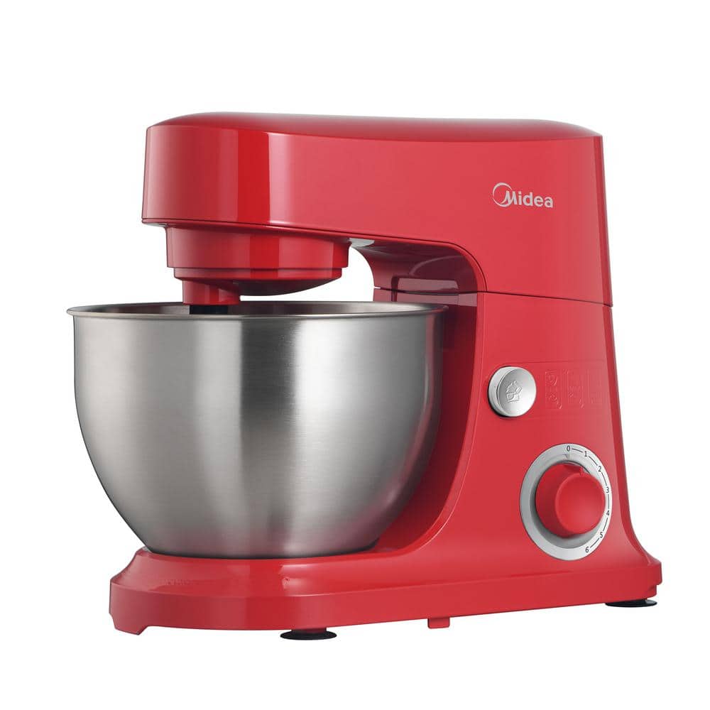 Midea 5 qt. 6-Speed Stainless Steel Stand Mixer with Tilt-Head in