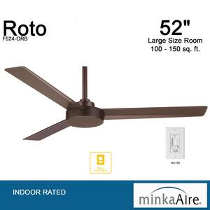 Roto 52 in. Indoor Oil Rubbed Bronze Ceiling Fan with Wall Control