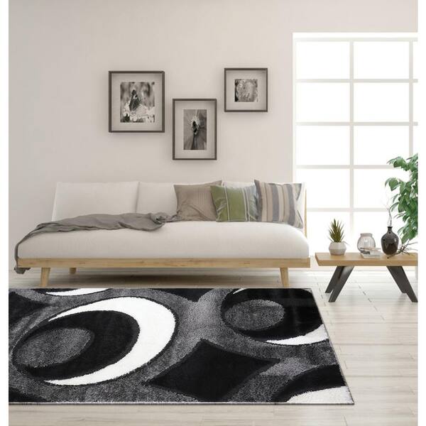 Area Rug - Gray/Black 7'9” x 9'5” & Rug Pad - furniture - by owner