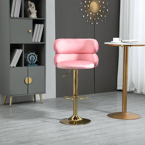 pink fabric bar stools