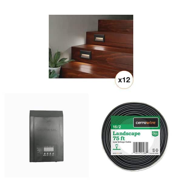 200-Watt Low-Voltage Landscape Transformer, 75 ft. 16/2 Wire and LED Deck Light Combo