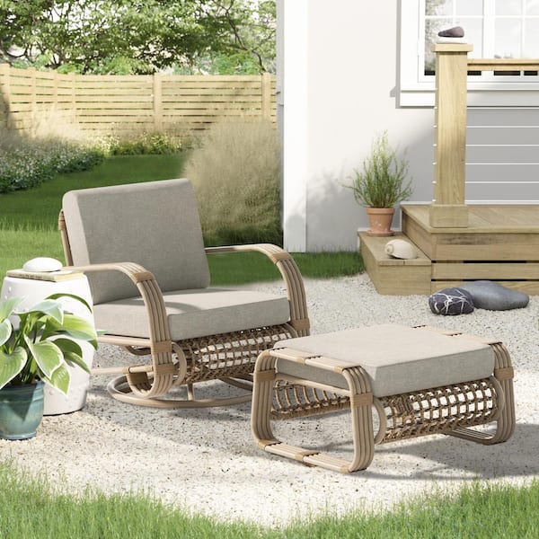 ULAX FURNITURE Arsterie 2-Piece Aluminum Patio Conversation Set with Ottoman