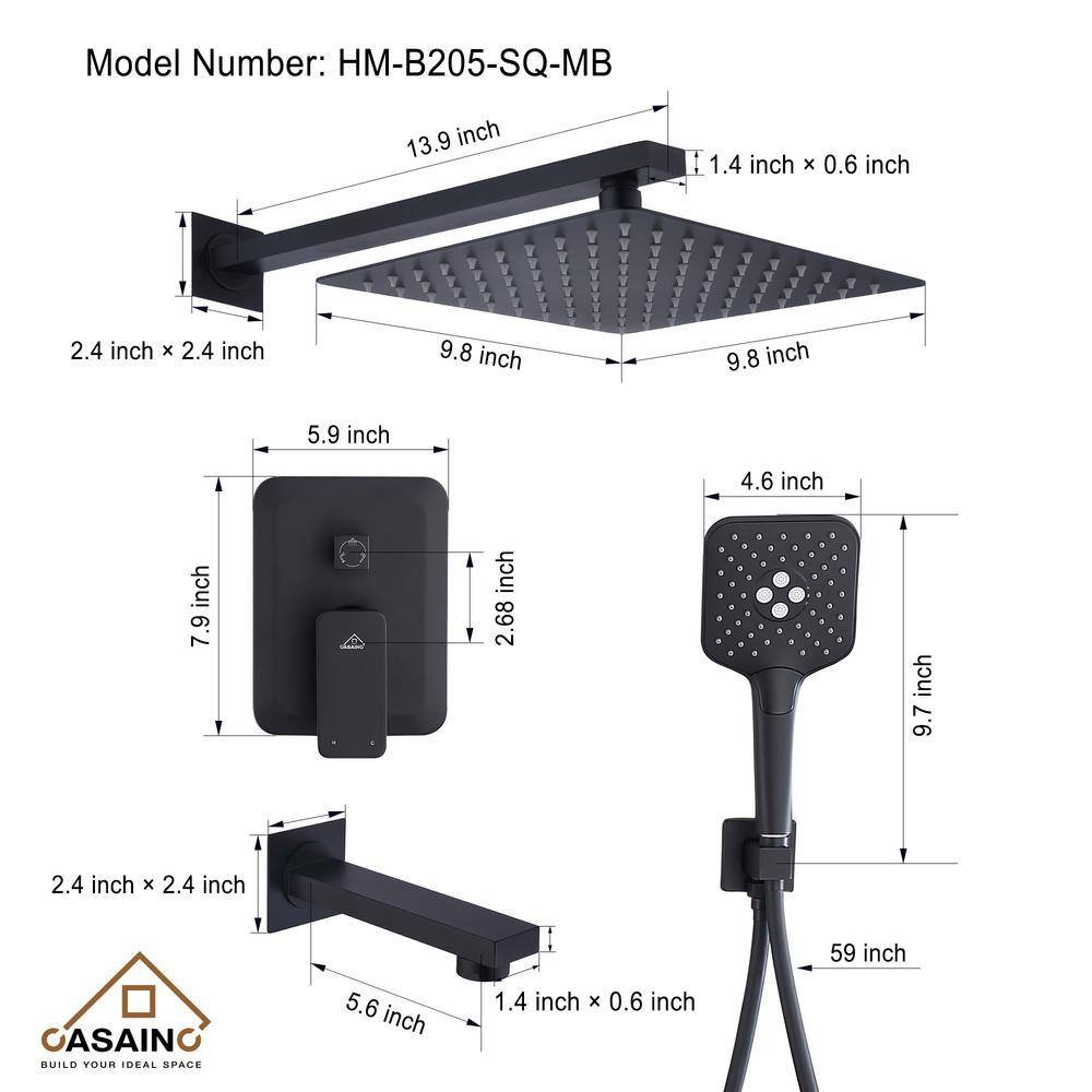 Nickel Wall-Mounted Multi-Head Rain Shower System with Filter