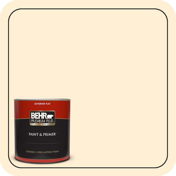 BEHR PREMIUM PLUS 1 qt. #350C-1 Downy Flat Exterior Paint & Primer