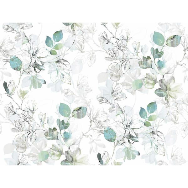 York Wallcoverings Arbor Vine Blue, Green Paper Strippable Roll (Covers 60.75 sq. ft.)