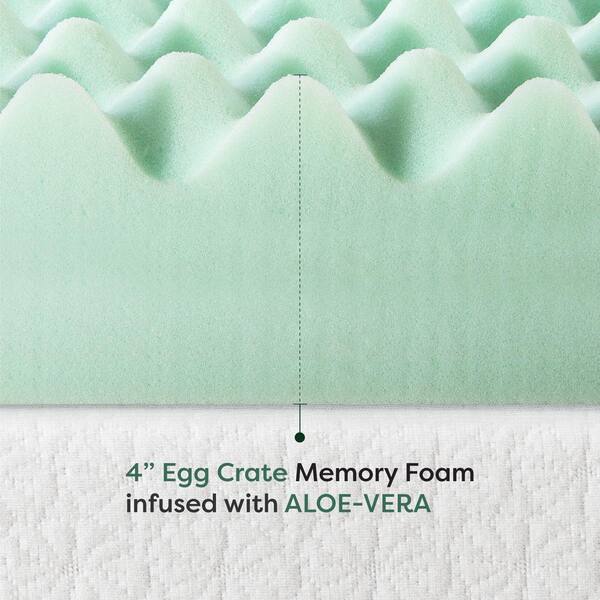 MELLOW 4 in. Full Egg Crate Memory Foam Mattress Topper with Aloe Vera  Infusion HD-ALEC-4F - The Home Depot