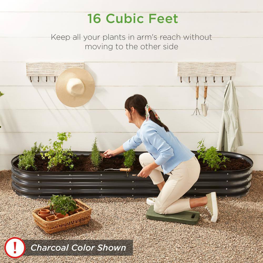 Dark Green Powder-Coated Steel Outdoor Raised Garden Bed Planter Box